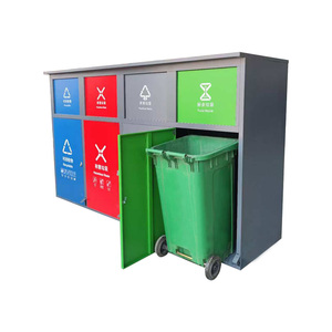 Paslanmaz çelik 4 bölme çöp tenekesi geri dönüşüm çöp kutusu Metal çöp kutusu 3 1 çöp kutusu kamu ve sokak için - Product Image 2
