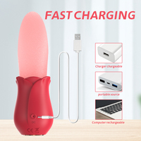 Realistischer Leckender Zungen-Vibrator in Rosenform Tragbarer Klitoris- und Brustwarzen-Stimulator IPX7 Wasserdicht 12 Frequenzmodi USB