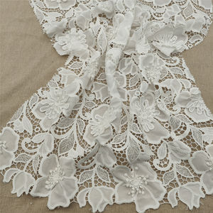 Tela de encaje suave de poliéster floral 3D encaje francés bordado para decoración de vestidos de noche de boda - Product Image 4