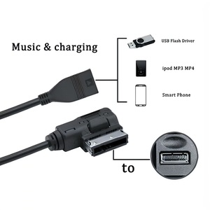 Cable de Datos USB <span class=keywords><strong>AMI</strong></span> para Audi y Volkswagen, Resolución 4K, Revestimiento de PVC Trenzado, Micrófono Estéreo, Altavoz de Audio, HDTV, Monitor de Computadora - Product Image 3