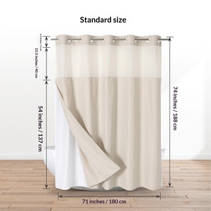 <span class=keywords><strong>Rideau</strong></span> de <span class=keywords><strong>douche</strong></span> classique minimaliste en lin texturé avec doublure en polyester, rideaux de <span class=keywords><strong>douche</strong></span> imperméables sans crochets pour la salle de bain - Product Image 4