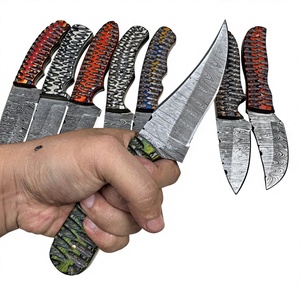 Cuchillos Rajput, cuchillo de hoja fija con punta caída, acero de Damasco, mango de madera Pakka azul, 23 cm, dureza 58-60, cuchillo de supervivencia para acampar - Product Image 2