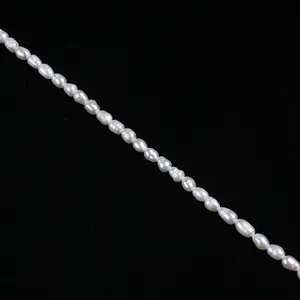 Pearls And Beads 4.5-5mm White Rice Shape Freshwater Pearl Strands Cheap Beads