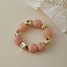 Luoyan rétro <span class=keywords><strong>Couple</strong></span> connecté Bracelet personnalité bricolage bijoux faits à la main élastique résine irrégulière 14mm perles Bracelet fabricant - Product Image 4