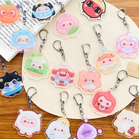 Vente en gros personnalisée porte-clés personnalisé avec logo en acrylique imprimé breloques en plastique transparent dessin animé porte-clés pendentif en plastique