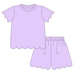 Completi Estivi <span class=keywords><strong>per</strong></span> Bambine con Orlo a Festoni, Maglietta con Maniche a Volant e Pantaloncini Coordinati, Outfit in Cotone Tinta Unita <span class=keywords><strong>per</strong></span> Bambini e Bambine - Product Image 3