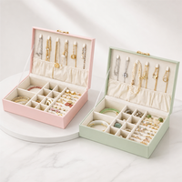 Boîte de rangement portable en cuir PU pour bijoux, avec logo personnalisé, pour bagues, boucles d'oreilles, pendentifs et colliers, vente en gros