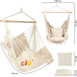 <span class=keywords><strong>Hamac</strong></span> de luxe à cordes en coton, balançoire d'extérieur avec bois et macramé, jardin-Patio, Bar d'intérieur, facile à transporter, - Product Image 2