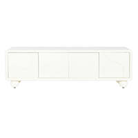 Meuble TV MDF 160X37X50 4 PORTES 3D BLANC