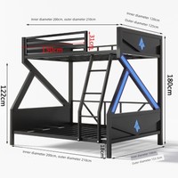 Lit superposé de jeu robuste en métal renforcé pour hôtel, dortoir et chambre – Lit mezzanine double avec design mère-enfant