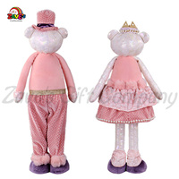 Zaves 48CM Rose Debout Ours En Peluche Poupée Doux Cosy Ours Sans Yeux PP Coton Enfants Cadeau Saint Valentin Couple pour Poupée En Peluche Personnalisée