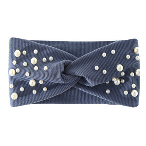 Diadema deportiva de algodón acanalado con perlas, color liso, absorbente de sudor, para lavarse la cara, venta al por mayor de fábrica, novedad transfronteriza - Product Image 2