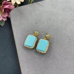 Ensembles de bijoux en laiton turquoise de style chrétien, indien et bohème, tendance, pour la vente en gros - Product Image 3