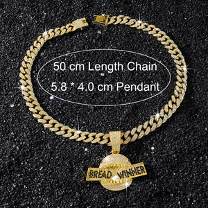 Colliers à pendentif géométrique en alliage plaqué or hip-hop, lettres personnalisées, pour hommes, bijoux tendance, vente en gros - Product Image 5