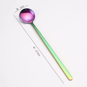 Cuillères en acier inoxydable à long manche, couleur arc-en-ciel, 15 cm, qualité alimentaire, écologiques, sans BPA, lavables au lave-vaisselle, réutilisables, ensemble de vaisselle - Product Image 6