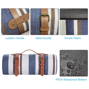 Coperta da Picnic Premium Portatile, Tappetino Leggero Pieghevole <span class=keywords><strong>con</strong></span> Maniglia per il Trasporto, Resistente Tappetino da Esterno per Gite in Famiglia - Product Image 3