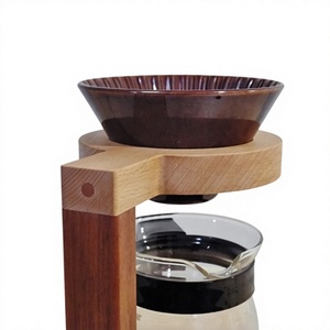 Support carré en bois naturel pour filtre à café à couler avec base stable, capacité de 350 ml, écologique - Product Image 2