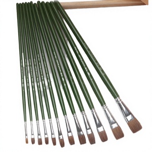 Ensemble de pinceaux à poils plats en poils de renard et de belette, manche en bois, pour peinture à l'aquarelle, à l'huile ou à la gouache, Meihui Art Artist Painting. - Product Image 3