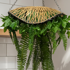 Maceta Colgante Artificial con Forma de Helecho y Tapa Decorativa de Mimbre, Follaje Verde, para Decoración del Hogar, Jardín o Balcón - Product Image 3