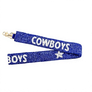 Lanière bleue perlée Cowboys avec motif étoile et crochet métallique – Accessoire de mode - Product Image 1