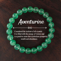 Bracelet en perles d'aventurine verte naturelle de style classique en gros bijoux élastiques en forme de boule de cristal d'énergie de guérison