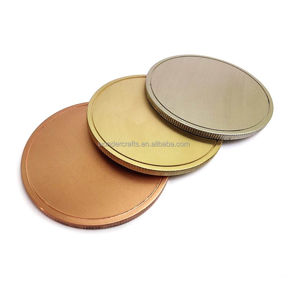 WD Custom hand / laser engraving forged coin blanks   reeded edges and face groove flat 40mm 50mm blank coins