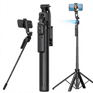 CYKE C17 Perche à <span class=keywords><strong>selfie</strong></span> avec suivi du visage IA, trépied à quatre pieds avec poignée rotative, tige en alliage d'aluminium doré 1630 mm avec reconnaissance gestuelle - Product Image 1