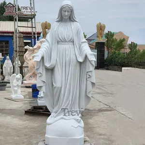 Escultura de piedra de la Virgen María religiosa tallada a mano Estatua de Nuestra Señora DE LA Gracia de mármol blanco natural