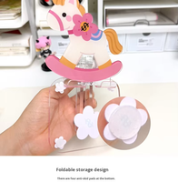 Support de téléphone portable et tablette télescopique pliable en acrylique, motif Poney Rose, réglable, pour bureau, avec personnage original IP à droits propres