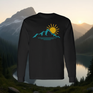 T-shirt à manches longues Nature Sunrise Mountains, vêtements de randonnée, de camping et de plein air - Product Image 3