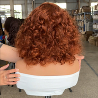 Perruque Bob en Cheveux Humains Indiens Remy Vierges à 100 %, Double Tissage, Boucles Volumineuses, avec Frange, Densité Personnalisable et Sans Colle – Vente en Gros