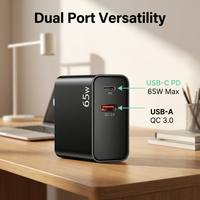 Bloc de chargeur rapide PD 65W, double port Type C, 2C1A PD QC3.0, adaptateur secteur mural, chargeur de voyage compact