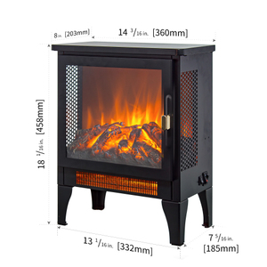 17 Inch Freestanding Modern Electric Fireplace Stove Heater with 3D Flame Effect Adjustable Height and Black Living Room Cabinet - Product Image 5