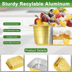Golden Food Takeout Aluminum Foil <b>Container</b> Restaurant <b>Refrigerated</b> Packing Foil Lunch Box - Product Image 5