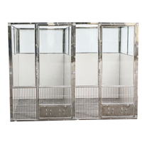 Cage pour chien en acier inoxydable avec porte en verre, couleur personnalisée, panneau latéral et dimensions sur mesure, cages et maisons pour animaux de compagnie