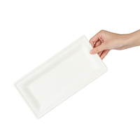 Assiette rectangulaire jetable en canne à sucre, plateau à gâteau rectangulaire de 8'' et 12'', boîte à emporter biodégradable