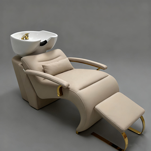 High Quality Luxury Gold Stainless Steel Shampoo Chair with Water Parts, Customizable Color Shampoo Bed - Product Image 1