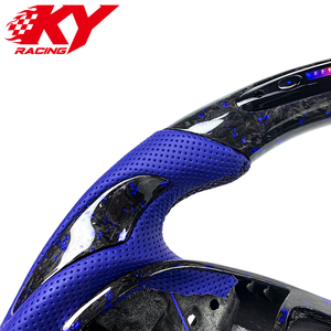 Volante personalizado de fibra de carbono forjada azul con cuero azul y LED RPM para Cadillac ATS CTS ATS-V CTS-V CT4 CT5 CT6 XT6 XTS - Product Image 2