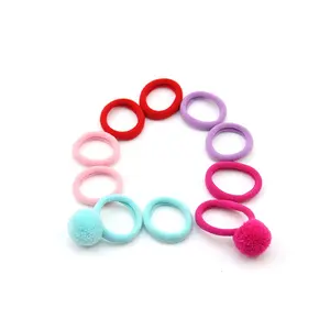 Großhandel hochwertige süße Plüsch Pompon elastische Haar gummis für Kinder Mädchen