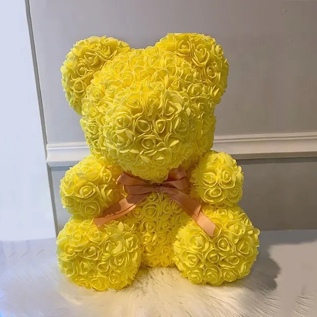 Kutu ile 40cm Teddy gül ayı yapay PE çiçek ayı kız arkadaşı kadın eşi için gül sevgililer günü