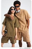 Ensemble T-shirt et Short Homme Vintage Délavé à l'Acide, Grande Taille, Idéal pour l'Été – Nouvelle Collection à Succès