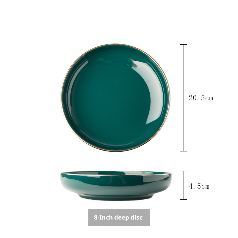 Plato de ensalada verde pavo real de 8 pulgadas