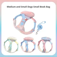 Nouvelle laisse pour animaux de compagnie en polyester, motif dessin animé en gaze bulle, sac à dos pour chiot, harnais de poitrine pour chien style coréen, respirant pour la marche, pour chat