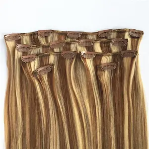 Extensiones de Cabello con Clip Remy para boda, parte inferior gruesa, 150G