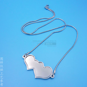 Collier en alliage de zinc en forme de double cœur, pendentif vierge couleur nickel brillant, idéal pour un cadeau ou un usage décontracté - Product Image 4