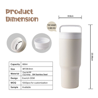 Vaso Térmico Everich de 20oz con Recubrimiento en Polvo, Tapa y Asa, Botella de Agua, Taza Personalizada