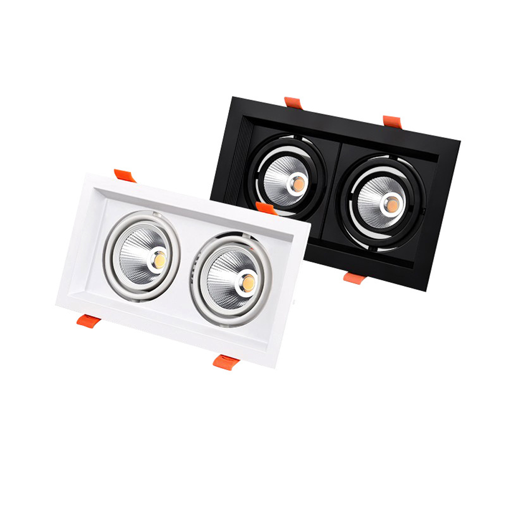 Встраиваемый двойной квадратный светодиодный потолочный светильник COB, потолочный светильник COB с регулируемым углом освещения в горшке, точечный светильник