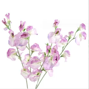 Flores artificiales populares, flores de guisante dulce de seda para decoración del hogar