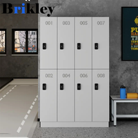 Armario con Casilleros HPL para Oficina en Casa Brikley, Casilleros para Vestuario, Bancos, Estructura Resistente al Agua y Desmontable, Garantía de 5 Años