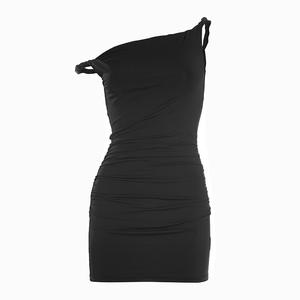 Viviblook J25DS490 Nouvelle robe de soirée pour femmes, épaules dénudées, irrégulière, torsadée, mince, mini robe de fête - Product Image 5